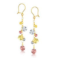 Fluted Circle Dangling Earrings (14K)