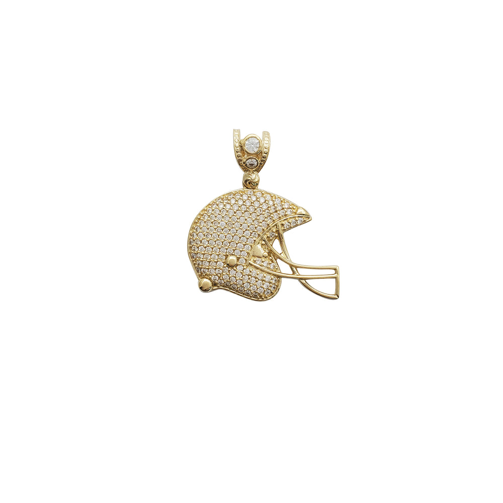 Football Helmet CZ Pendant (14K)