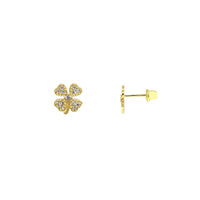 Icy Four-Leaf Clover Stud Earrings (14K)