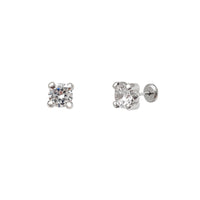 Four-Prong Zirconia Stud Earrings (14K)