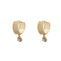 Four-Row Pave Teardrop Huggie Earrings (14K) Popular Jewelry New York