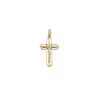 Two-Tone Framed Crucifix Pendant (14K)
