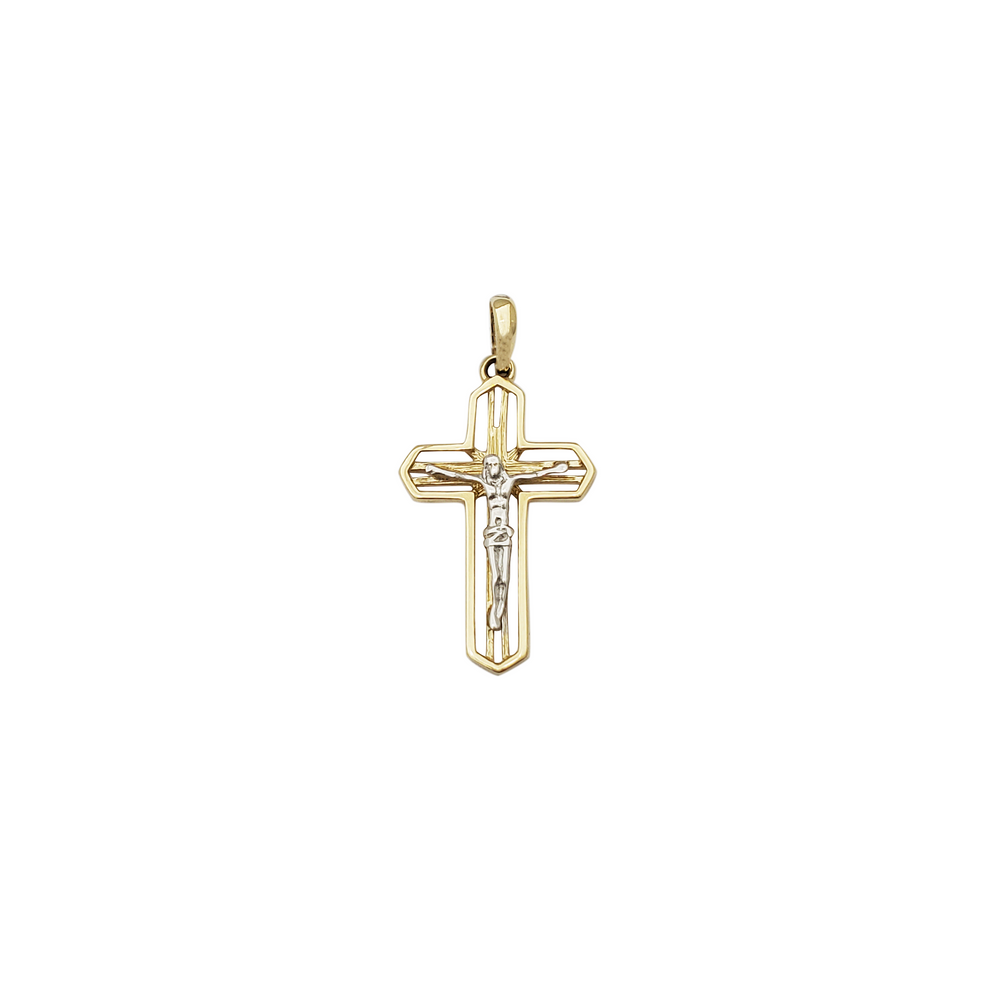 Two-Tone Framed Crucifix Pendant (14K)