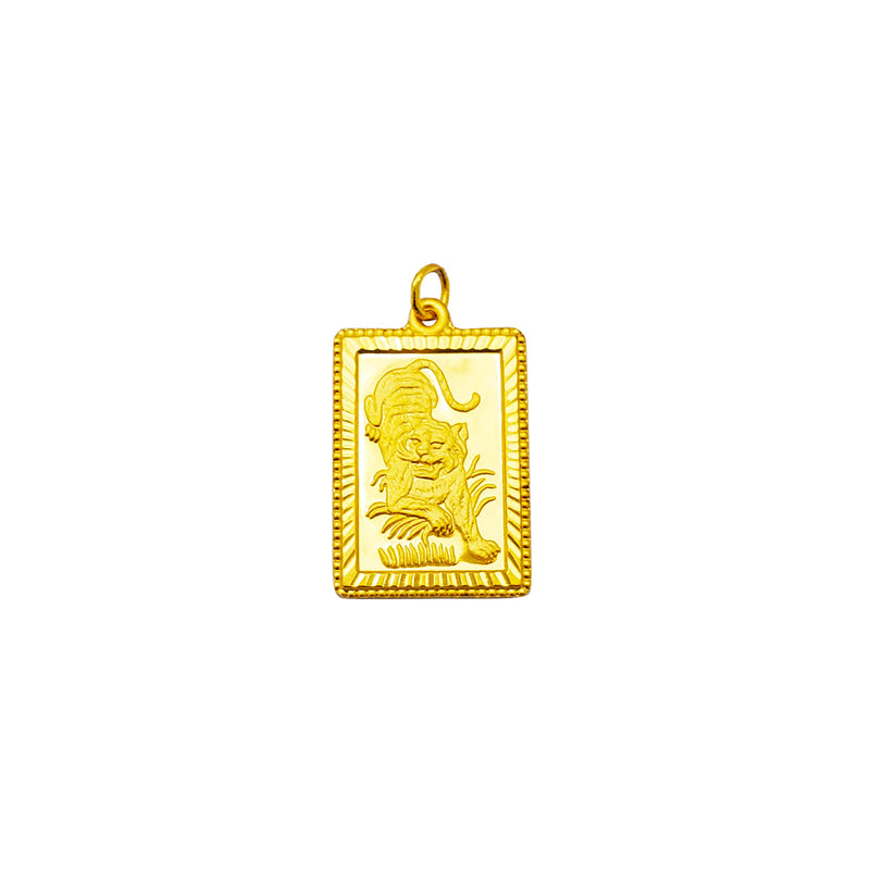 Framed Lucky Tiger Pendant (24K) - Popular Jewelry  - New York