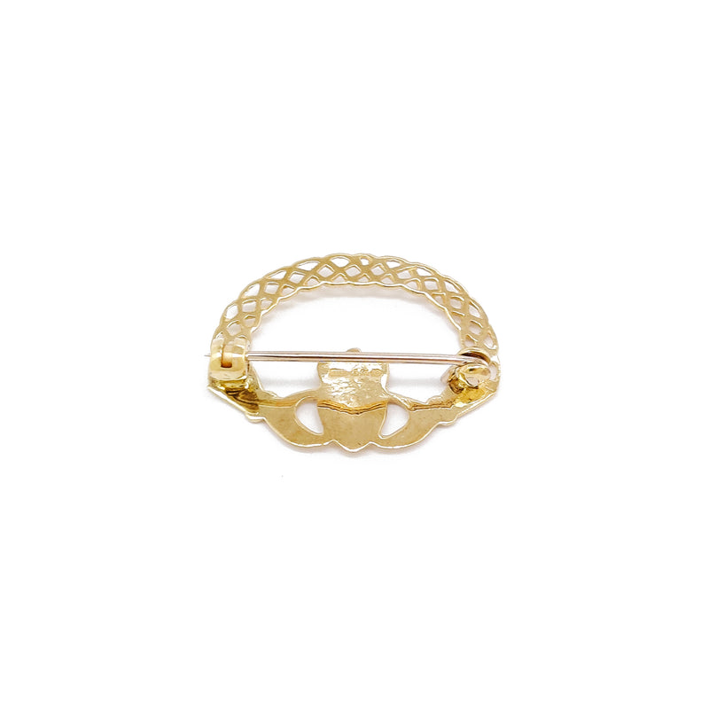Framed Claddagh Brooch Pin (14K) Popular Jewelry New York