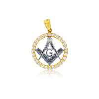 Two-Tone Masonic Compass Pendant (14K)