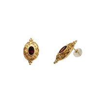 Garnet Shield Stud Earrings (14K)