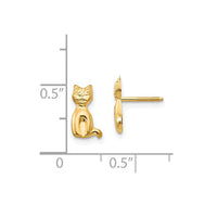 Sitting Cat Stud Earrings (14K)