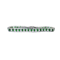 Green & White Marquise Tennis Bracelet (Silver)