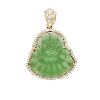Stoneset Frame Colored Stone Laughing Buddha Pendant (14K)