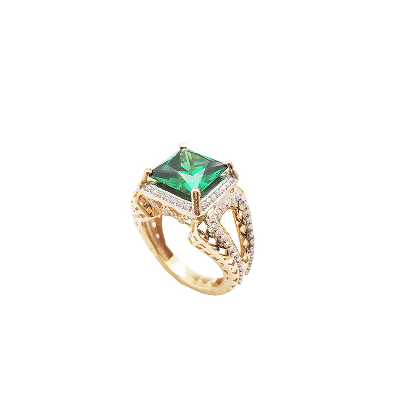 Claw Shank Green Stone Ring (14K)