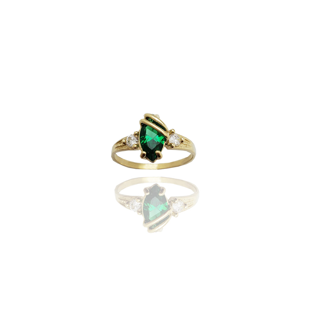 Swathed Marquise-Cut Gemstone Ring (14K)