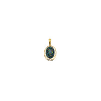 Oval fòm ble Opal grèk kle ankadreman pendant (14K)