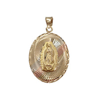 Tricolor Virgin Mary Oval Pendant (14K)