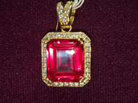 Little Red Gemstone with CZ Pendant 14K - Lucky Diamond 恆福珠寶金行 New York City 169 Canal Street 10013 Jewelry store Playboi Charlie Chinatown @luckydiamondny 2124311180