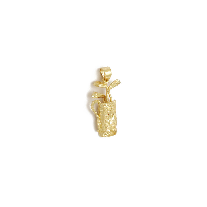 Golf Club Bag Pendant (14K) 14 Karat Yellow Gold, Diamond Cuts, Popular Jewelry New York