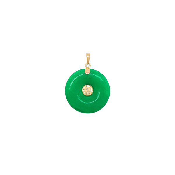 Good Fortune Jade Disc Pendant (14K) Popular Jewelry New York