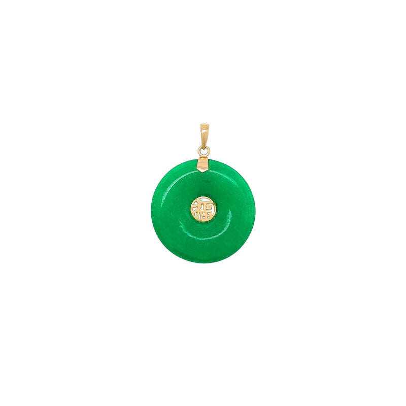 Good Fortune Jade Disc Pendant (14K) Popular Jewelry New York