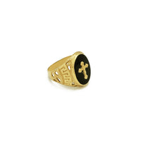 Görög kulcsos feszület fekete Onyx gyűrű (14K) Popular Jewelry New York