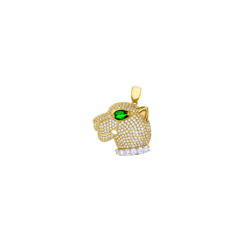 Green-Eye Panther Head Pendant (14K) Popular Jewelry New York