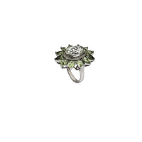 Green Sun Flower CZ Ring (Silver)