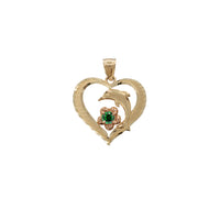 Zirconia Dolphin Flower Heart Pendant (14K)