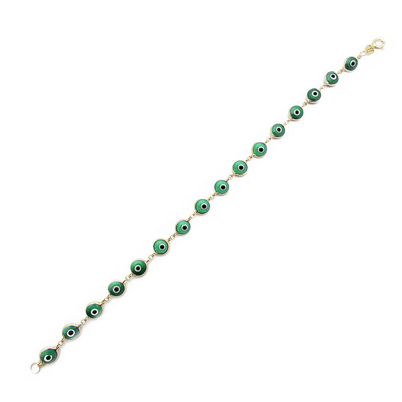 Green Evil Eyes Bracelet (14K) Popular Jewelry New York