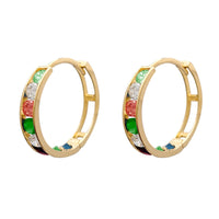 Green, White & Red Zirconia Hoop Earrings (14K)