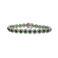 Rundes Tennisarmband aus grünem Zirkonia-Halo (Silber)