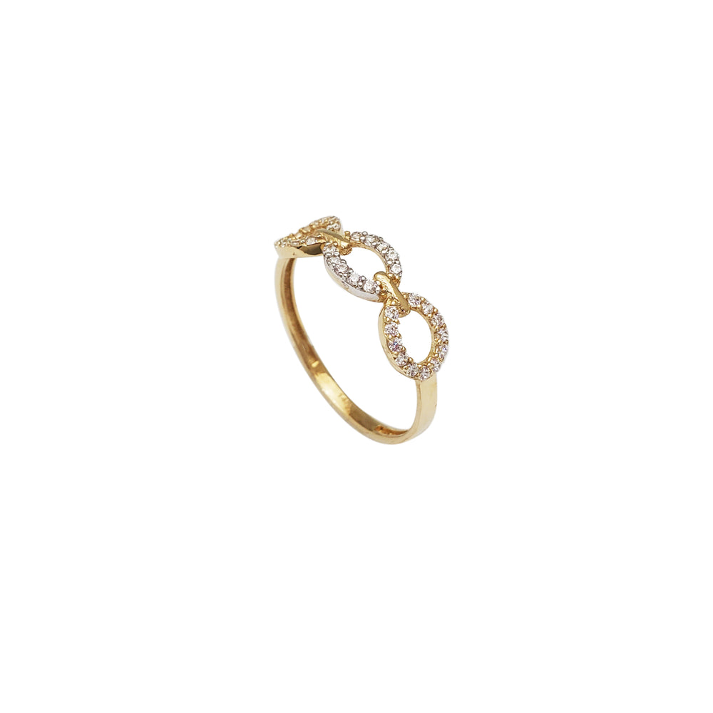 Zirconia Two-Tone Hoops Ring (14K)
