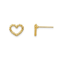 Rope Textured Outline Heart Stud Earrings (14K)