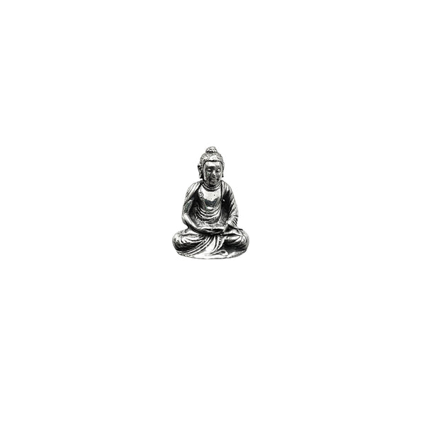 3-D Antique-Finish Gautama Buddha Pendant (Silver)
