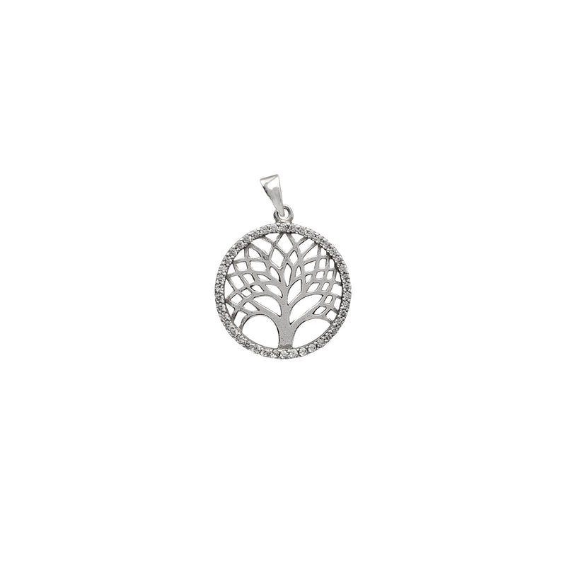 Zirconia Tree of Life Round Pendant (Silver)