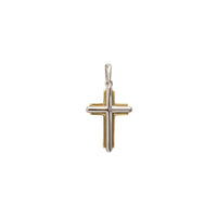 Outlined Two-Tone Cross Pendant (14K)