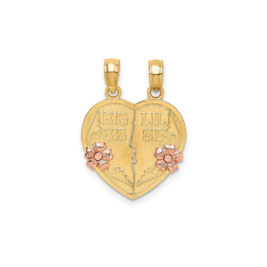 Break Apart "Big and Little Sisters" Heart Pendant (14K)