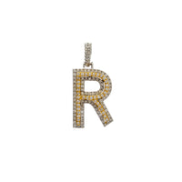 Teemant kahetooniline algustäht "R" ripats (14K)