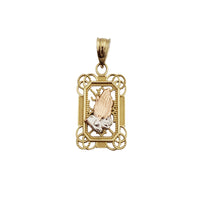 Tricolor Frame Hamsa Pendant (14K)
