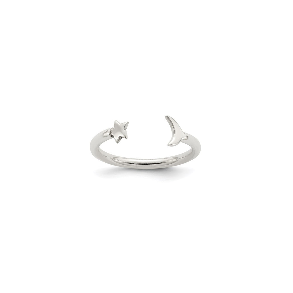 Half Moon & Star Adjustable Ring (Silver)
