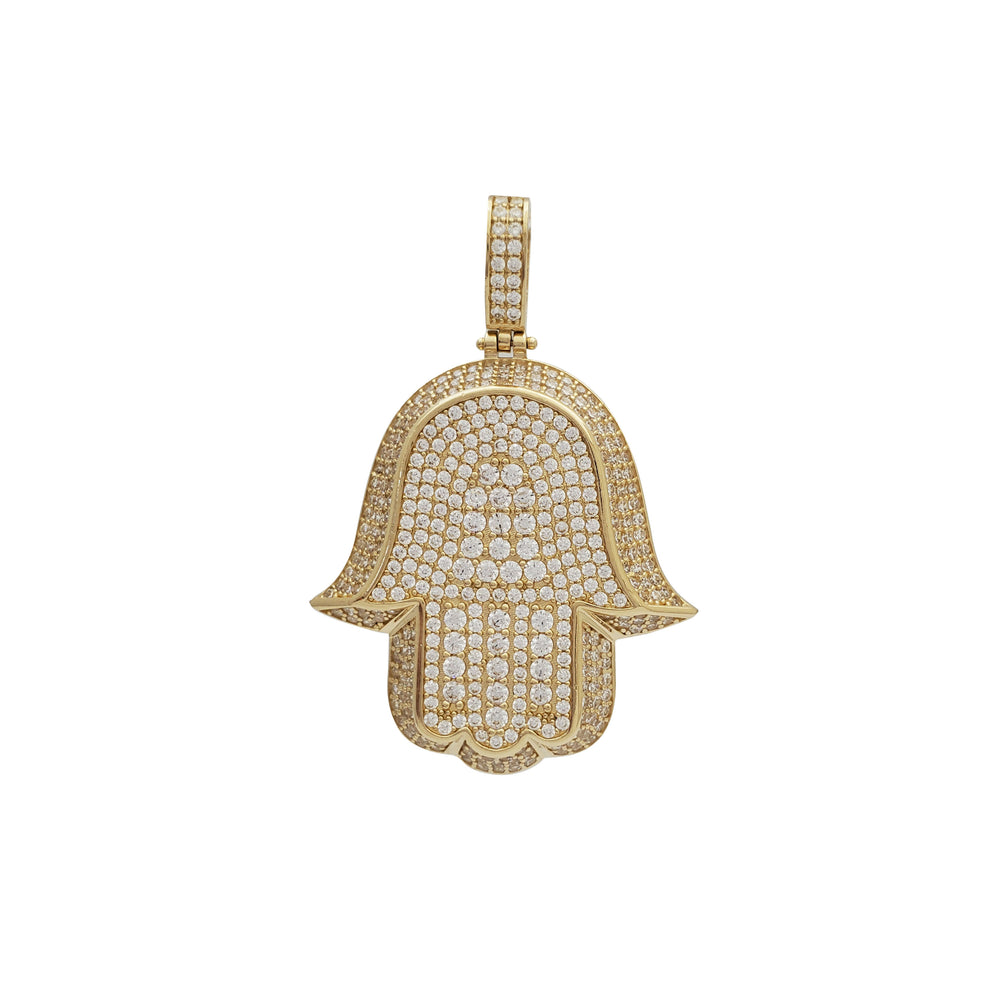 Iced-Out Hamsa Pendant (14K)