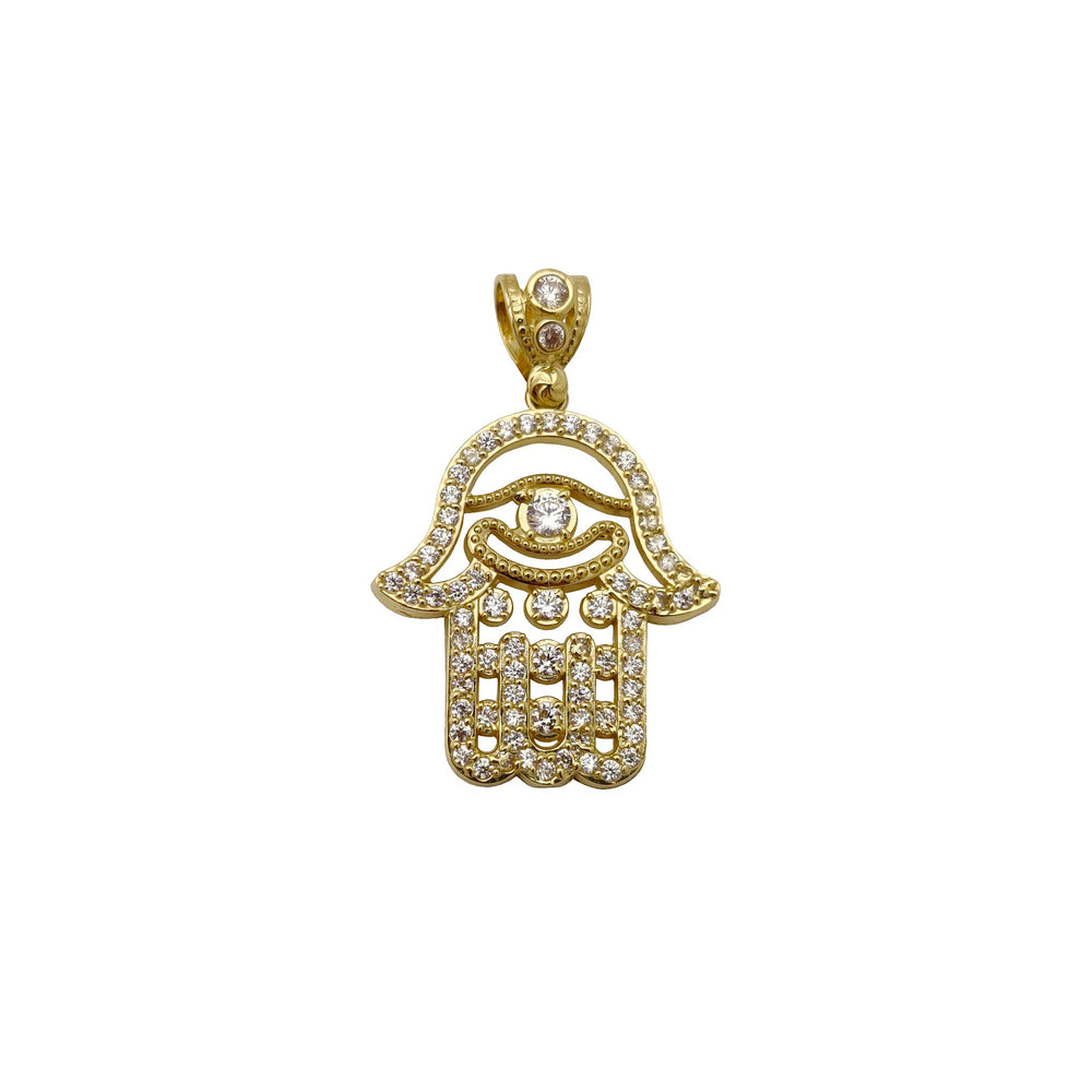 Iced-Out Hamsa Pendant (14K)