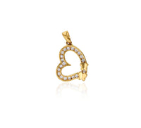 Yellow Gold Heart with Butterfly Pendant (14K)