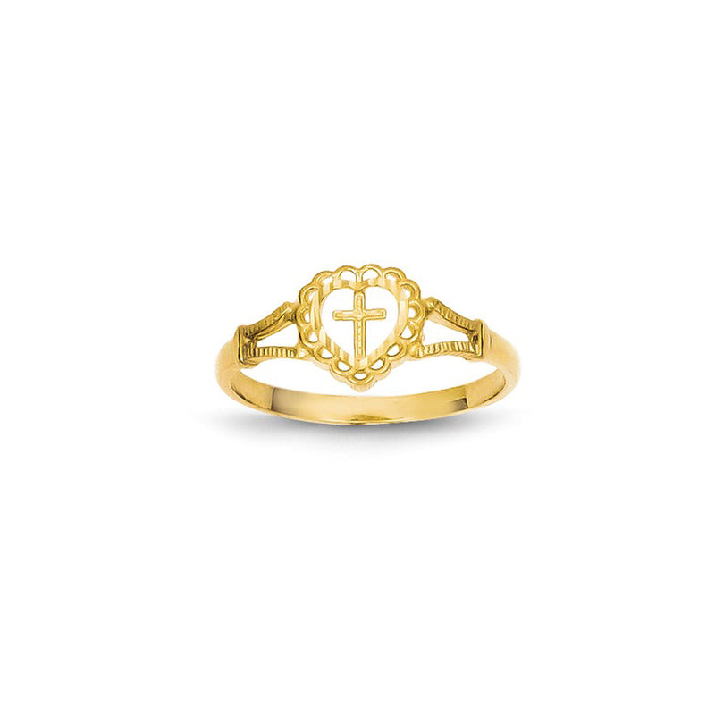 Heart and Cross Child Ring (14K)
