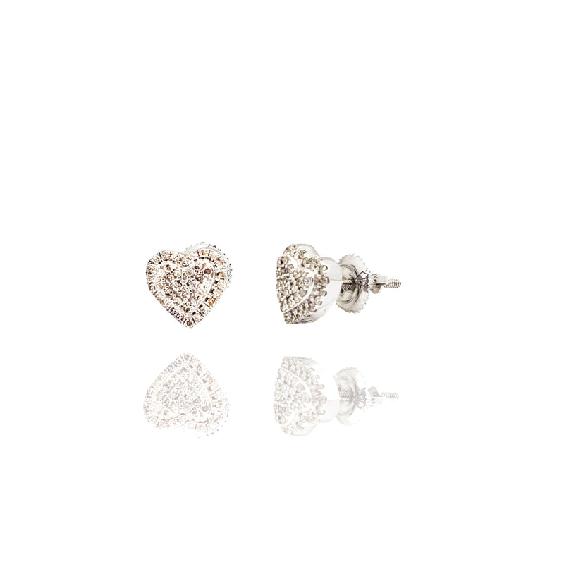 Diamond Heart Shape Stud Earrings (14K)