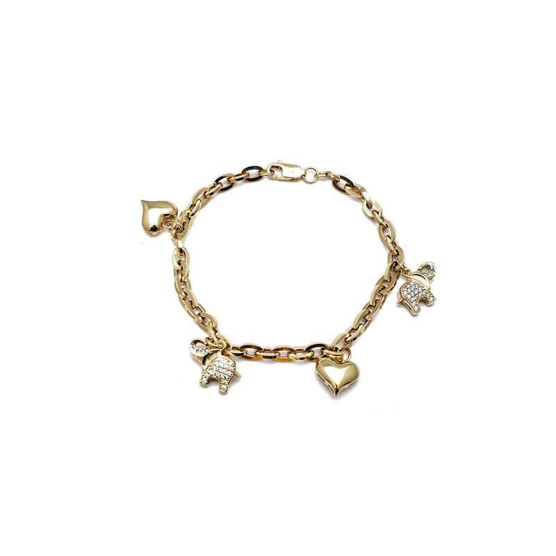 Heart & Elephant Charm Bracelet (14K)