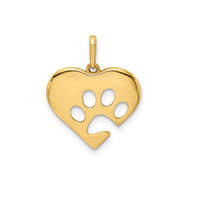 Heart Shape Dog Paw Pendant (14K)