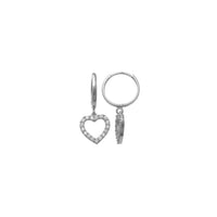 Dangling Open Heart Cubic Zirconia Huggie Earrings (14K)