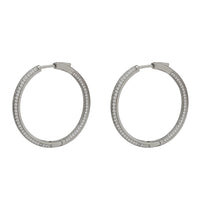 Three Row Inside-Out Hoop Earrings (Silver)