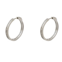 Baguette Cz Inside-Out Hoop Earrings (Silver)