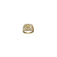 Fluted Band Square  Horseshoe Ring (14K)