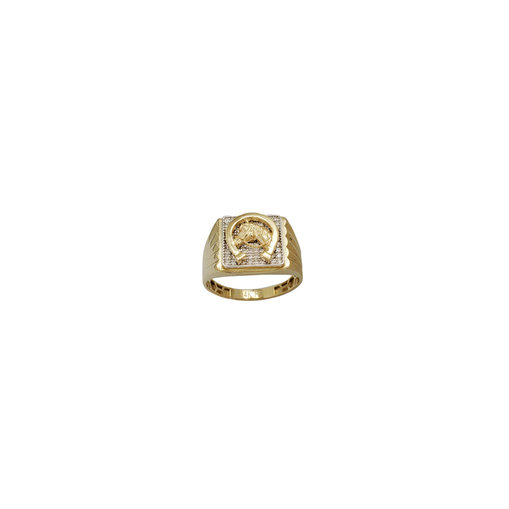 Fluted Band Square  Horseshoe Ring (14K)